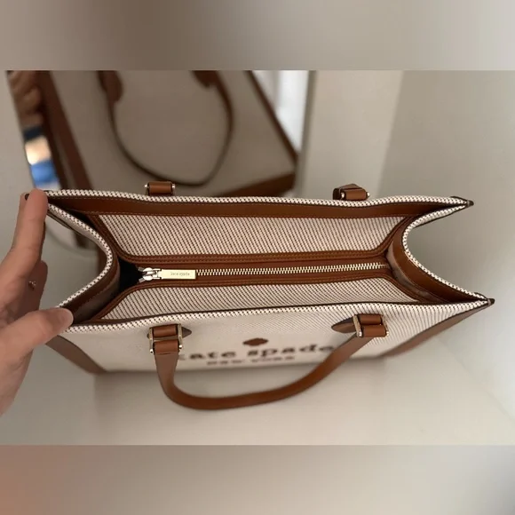 Kate Spade Ellie Large Canvas & Leather
Tote - Warm Gingerbread - NWOT - Picture 9 of 16